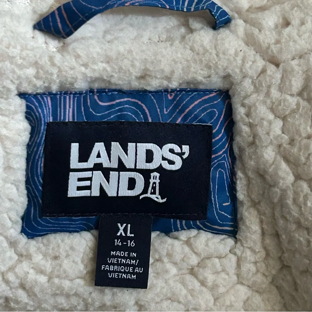 Land's End Kids Expedition Blue Down Waterproof Winter Parka Size XL 14